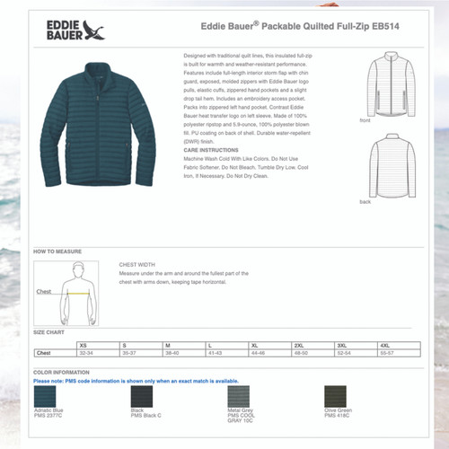 Eddie Bauer® Packable Quilted Full-Zip Jacket w/Zipper Pull