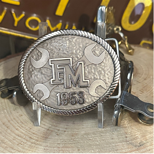 bronze with no chemical darkner, high polish on border, text and logo.