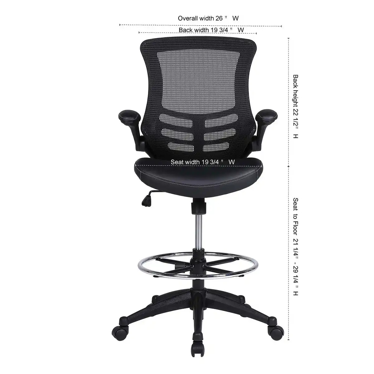 Serene 2.0 Flip Arm Mesh Back Task Stool with Black Frame