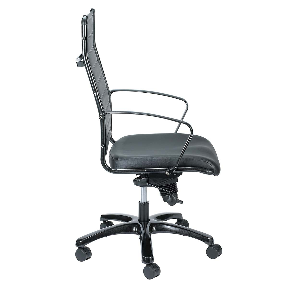 Europa Black Leather Mid-back Knee-Tilt Office Chair