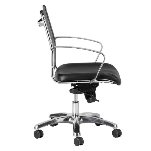 Europa Black Leather Mid-back Knee-Tilt Office Chair