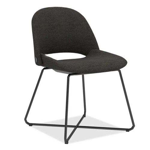 Jola Fabric Guest Chair with Black Metal Base_Asphalt fabric - perspective view