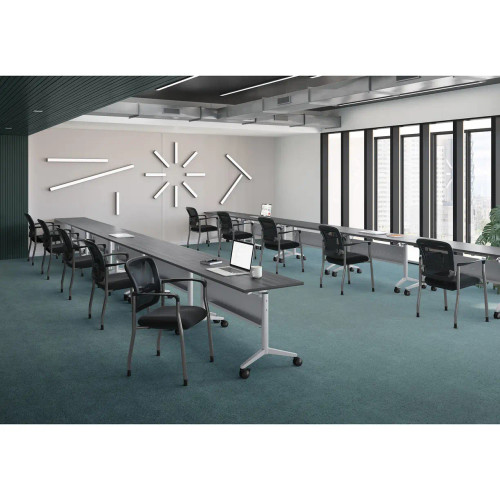 OS Training Tables Typical  with Silver Base - Style 3 - OST27- Set of 10 Pictured w/Cool Mesh Pro chairs