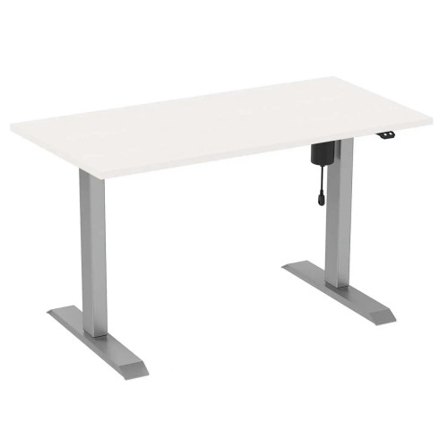 2-Stage Adjustable Height 30inD x 72inW Desk w Silver Base & White Top