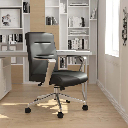 Boss Modern Conference Chair with Aluminum Arm & Base - Antimicrobial vinyl