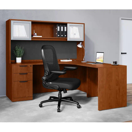 OS Laminate L-Shape Desk Typical - OSTYP246 shown in cherry laminate