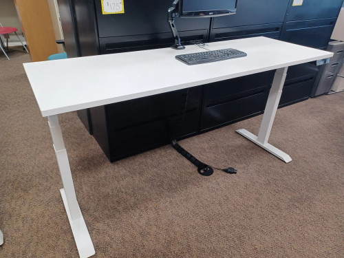 All White 3-Stage Dual Motor Adjustable Height Desk