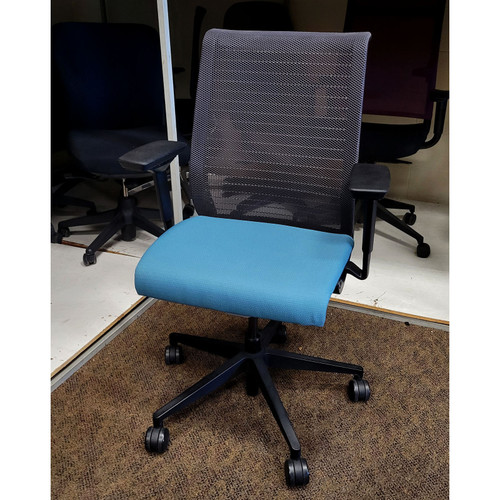 USED - Steelcase Think chair - Blue fabric seat and Grey mesh back