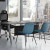 Willow Mid Back Lounge Chair with Black Legs_Blue Fabric - shown with grey Desk and mesh chair