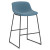 Willow Bistro Stool with Black Metal Sled Base Blue fabric - perspective