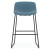 Willow Bistro Stool with Black Metal Sled Base Blue fabric - front view