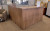 OS153-OS19TT-MW-OS L-Shape Laminate Reception Station with Transaction Counter