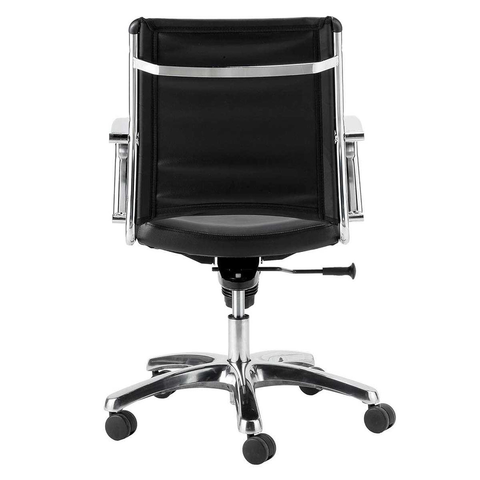 Europa Black Leather Mid-back Knee-Tilt Office Chair
