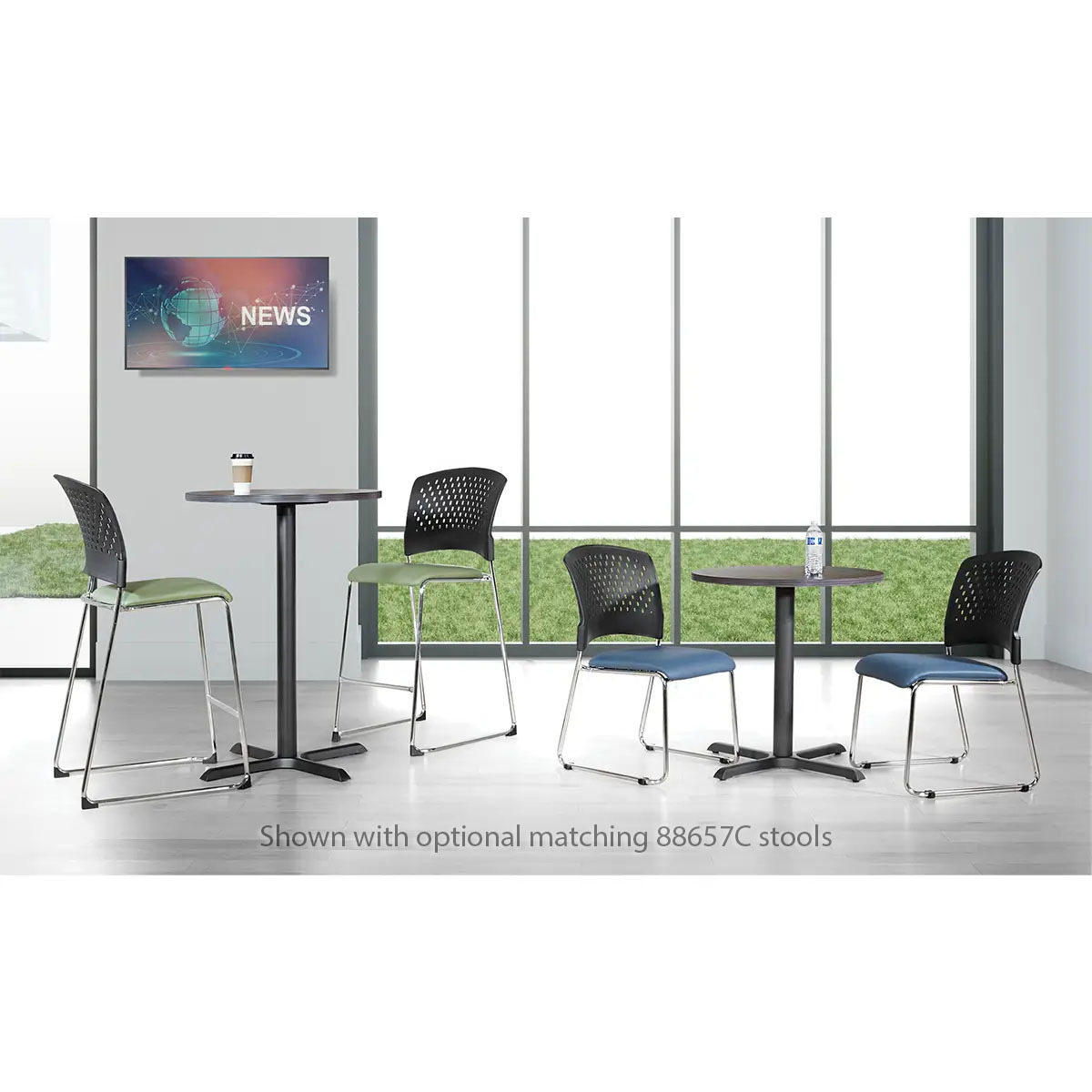 8455C STacking chair shown with matching 88657C Stools