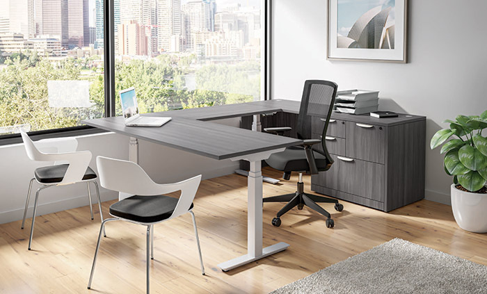Adjustabl;e Height Desk with chairs