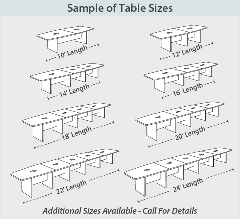 Expandable conference tables come in multiple sizes