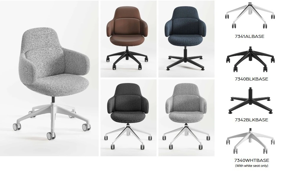 Features of the VivaClub Chair with aluminum base.