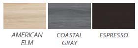 Comes in multiple laminate finishes - Coastal Gray, Espresso, American Elm (NEW)