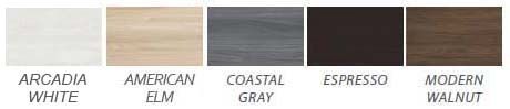 Comes in multiple laminate finishes - White, Arctic White, Coastal Gray, Modern Walnut, Espresso, American Elm, Cherry