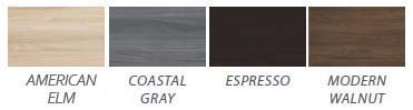 Comes in multiple laminate finishes - Coastal Gray, Modern Walnut, Espresso, American Elm (NEW)