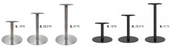 Brushed Metal and Black round table bases