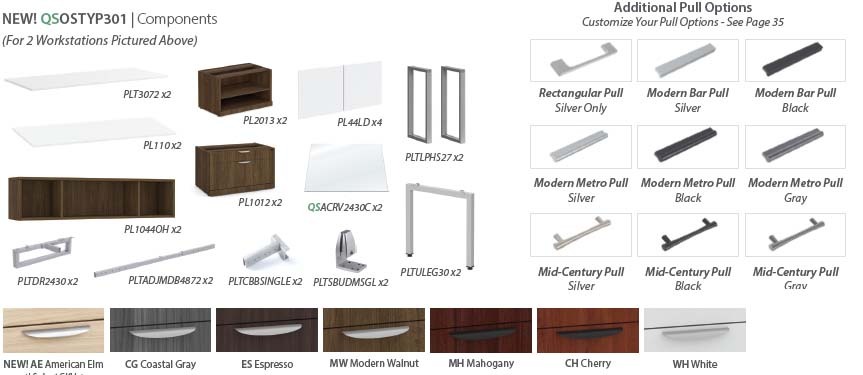 OSTYP301 2-person Desk - workstation Components and Options