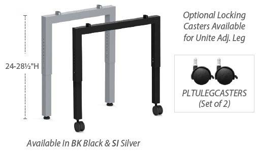 Unite Adjustable Height Leg Base in Silver or Black