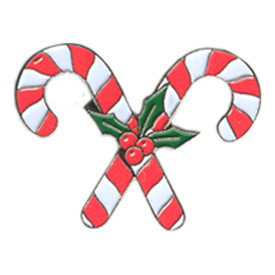 P-0286 Candy Canes Crossed Pin
