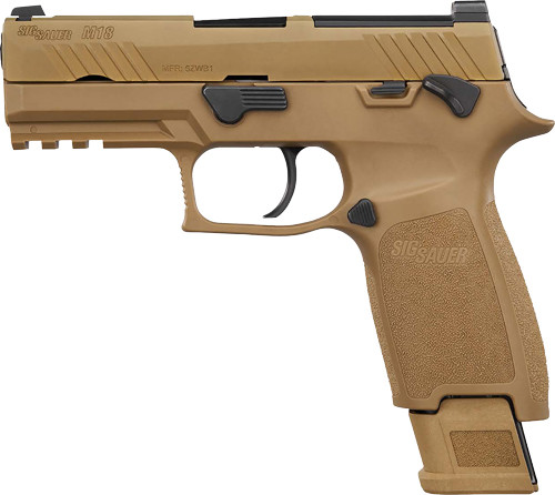 Sig M18 Commercial 9mm 3.9" - Siglite (3)10rd Man Saf Coyote