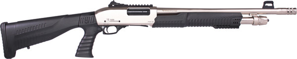 Iver Johnson Pump 12ga 3" 18" - Nickel Qd Pistol Grip Stock