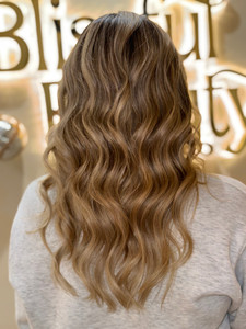Partial balayage and blowout - hair blonding services Partial balayage and blowout - hair blonding services