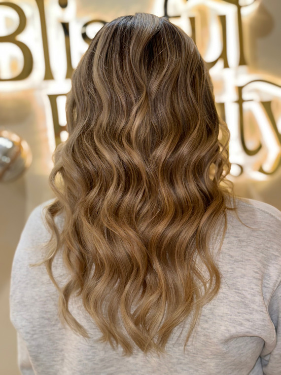 Partial balayage and blowout - hair blonding services