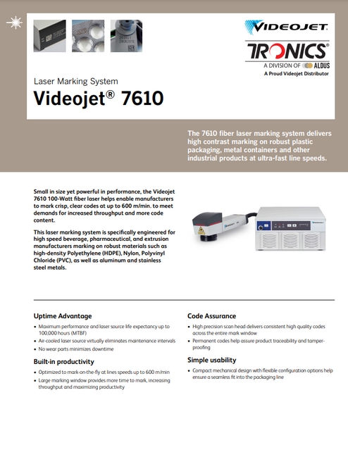 Tronics Videojet 7610 Laser Marking System Flyer_aus