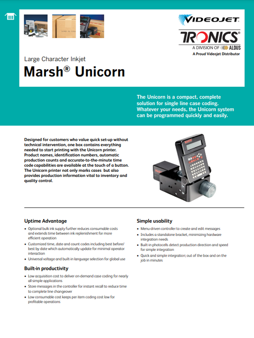 Tronics Videojet Marsh Unicorn Large Character Inkjet Flyer_aus