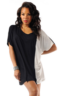 Black & White Slub Knit Cover-Up 