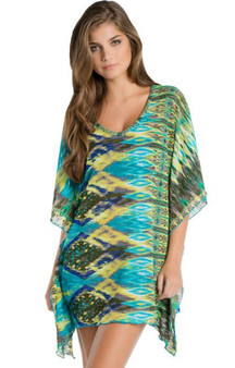 Hippy Green V-Neck Tunic Cover-Up