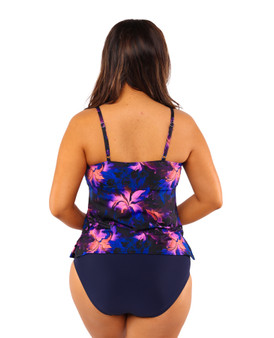 Thin Strap Tankini Top - Magenta Nightfall