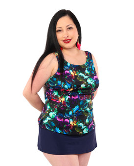 High Neck Tankini Top - Aurora Garden
