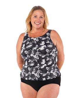 High Neck Tankini Top - Midnight Tropics