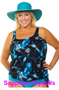 Blouson Tankini Top - Sapphire Crystals, Size 12D/DD