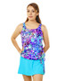 Mastectomy Blouson Tankini Top - Caribbean Holiday, Size 30W