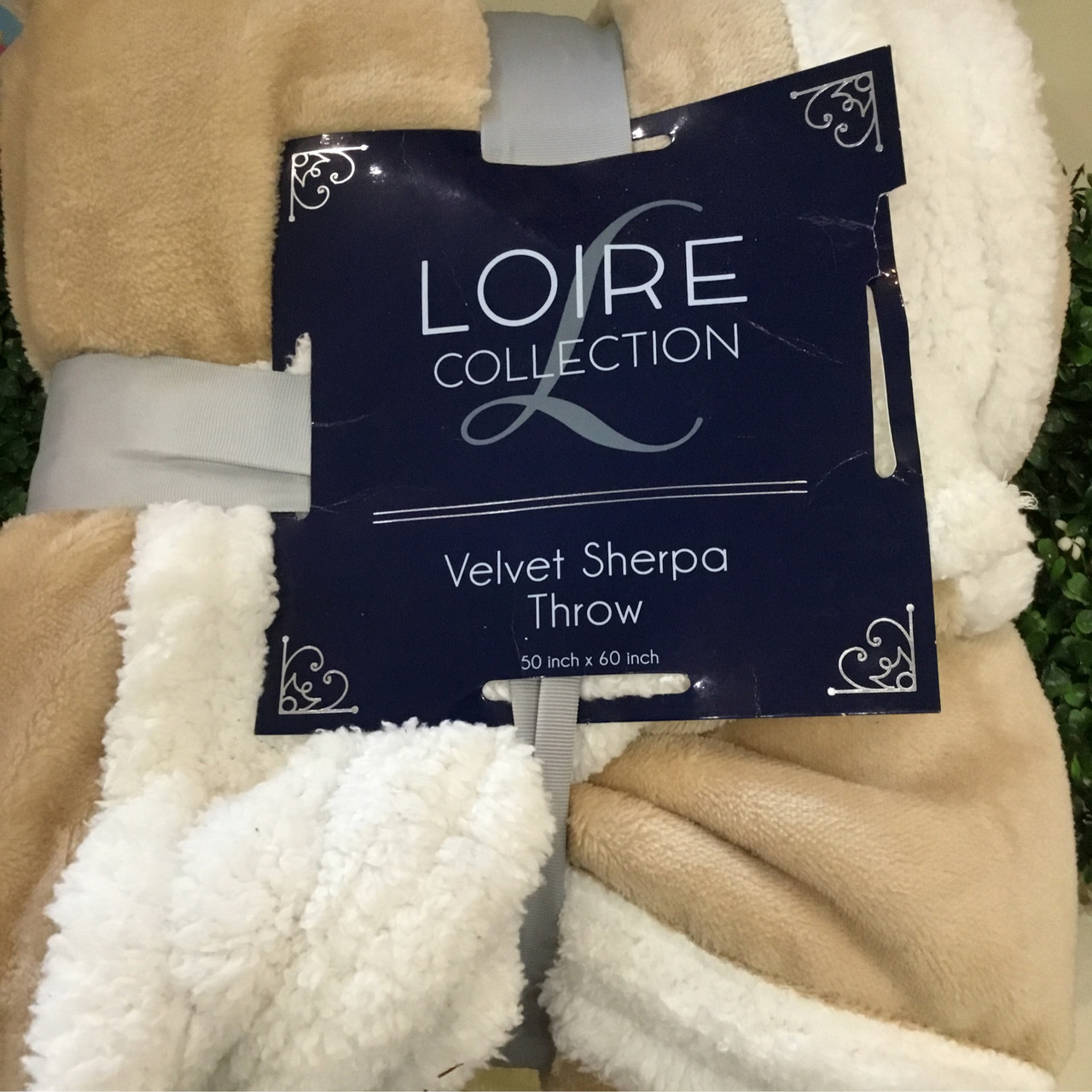 Loire Luxurious Velvet Sherpa Carmel Throw Blanket