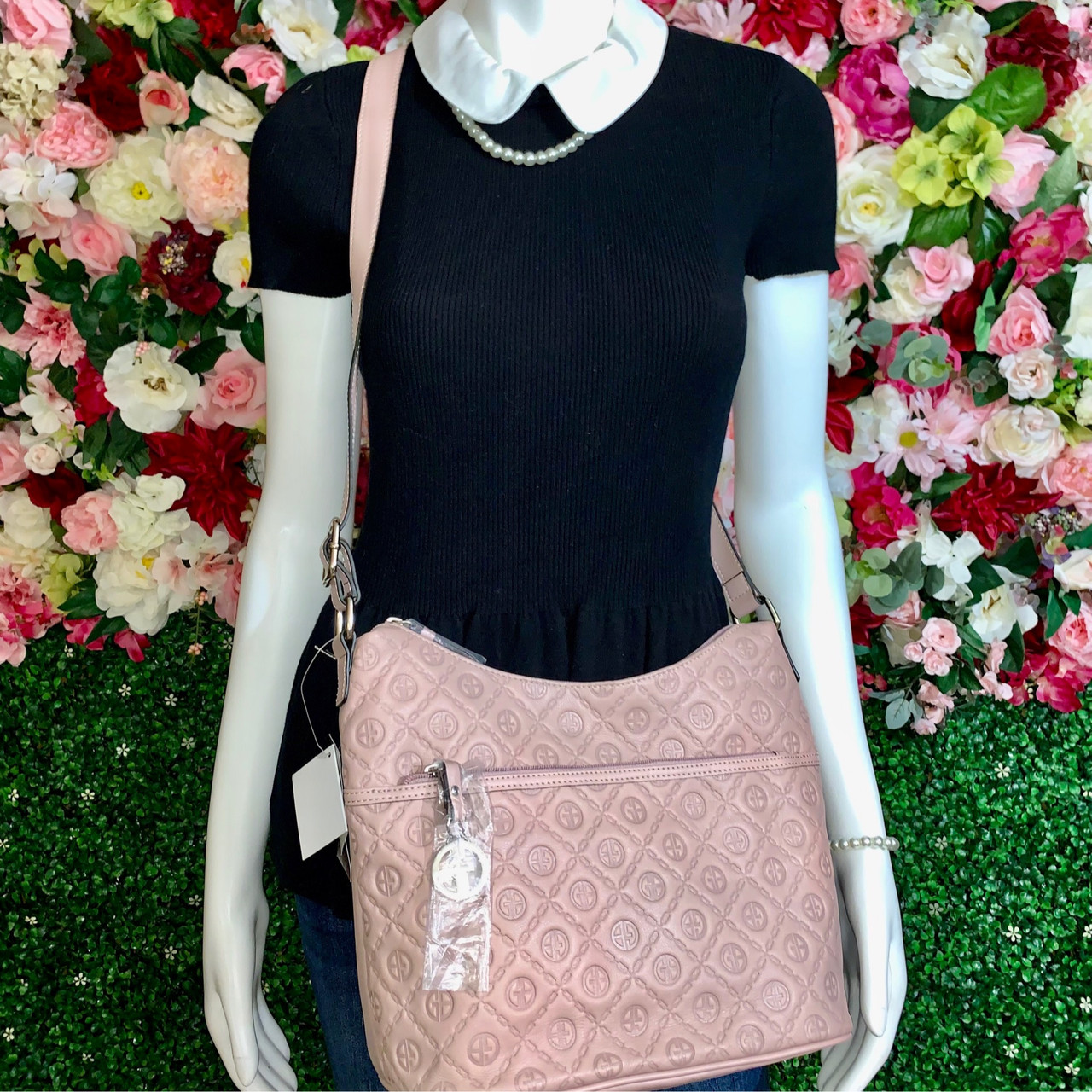 Giani Bernini Deep Rose Embossed Logo Shoulder Bag - Ladybugs Boutique