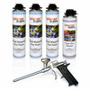 Homeowner Waterfall Foam Bundle – (3) 24oz Expanding Foam Cans, (1) Foam Gun Cleaner & Medium Duty Foam Gun – Black Pond Foam Sealant Kit for Koi Ponds, Waterfalls & Rock Gaps