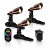 LumiNight Pond and Landscape Lighting - (x3) Bronze 9-Watt LED Color Changing Light Kit for Floating Fountains w/ 200' Cord with Photocell, Transformer, Extension and Remote