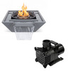 Element Cascade 27.5" Steel Grey Square Fire and Water Spillway Bowl for Pool and Pond With Pump