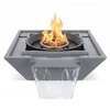Element Cascade 27.5" Steel Grey Square Fire and Water Spillway Bowl for Pool and Pond No Pump