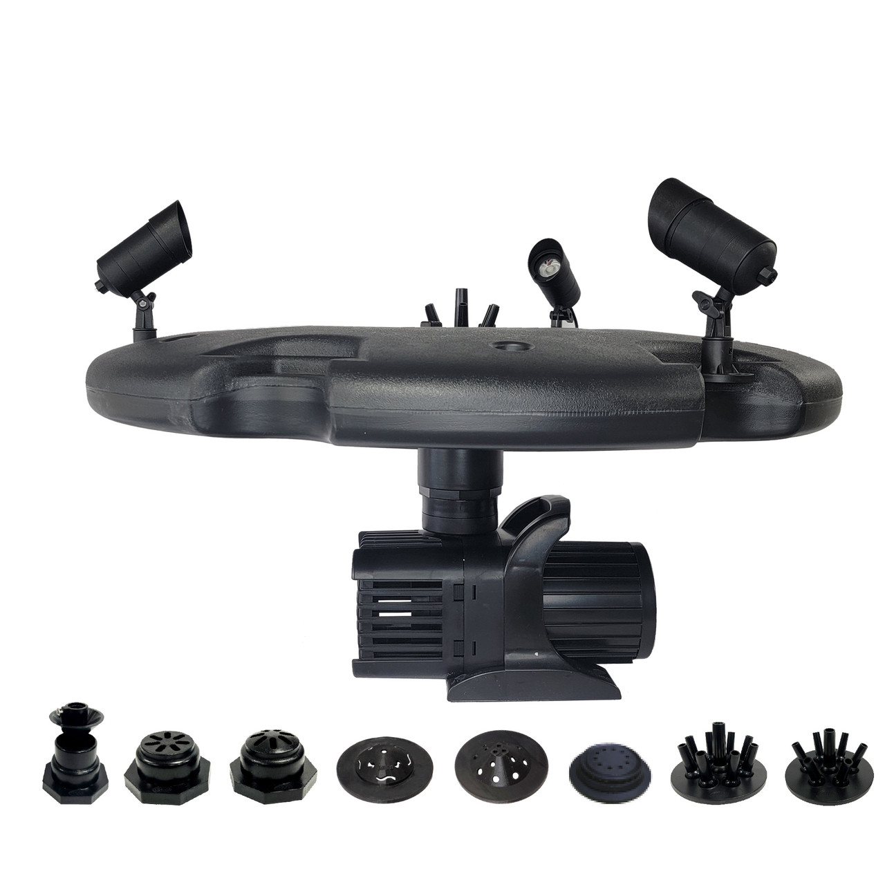 1.75 HP Floating Fountain - 14,800 GPH Submersible Pump - 100 ft Cord - 11 Spray Patterns & Color-Changing Lights
