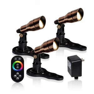 LumiNight Pond and Landscape Lighting - (3) Bronze 3-Watt Color Changing Bronze Fountain Light Kit w/ 100' QD Cord with Photocell, Transformer, Extension and Remote - BZ-3XCCFFL3WKIT100