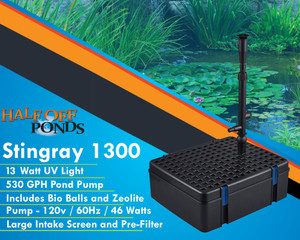 Sting Ray 1300 Filtering UV Pond Pump and Fountain Set